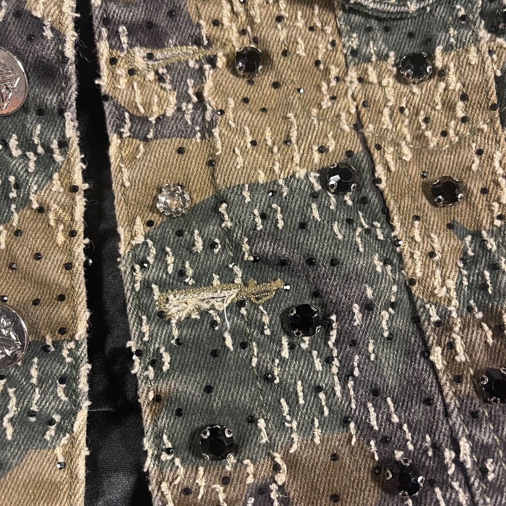 GUAPI Kids 3T Camo Distressed Rhinestone Crystal Denim Jacket Embellished - Picture 8 of 16